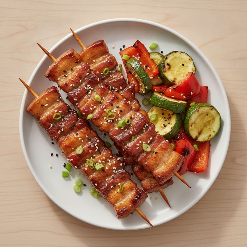 Spicy Gochujang Pork Belly Skewers