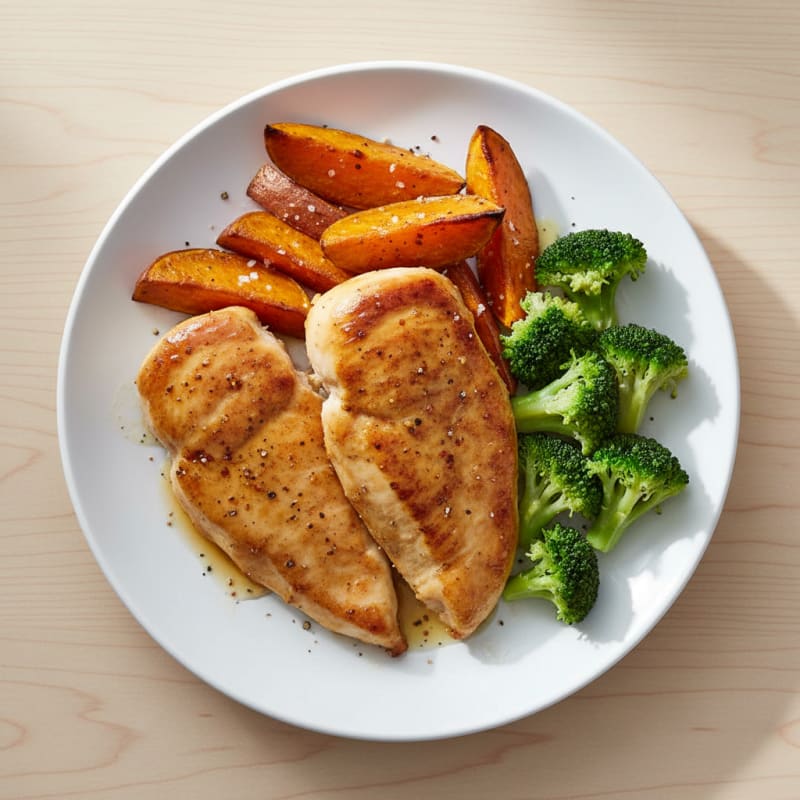 Crispy Honey-Glazed Chicken with Roasted Sweet Potatoes