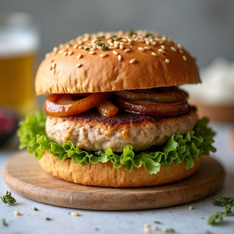 Herb-Seasoned Turkey Burger with Caramelized Onions