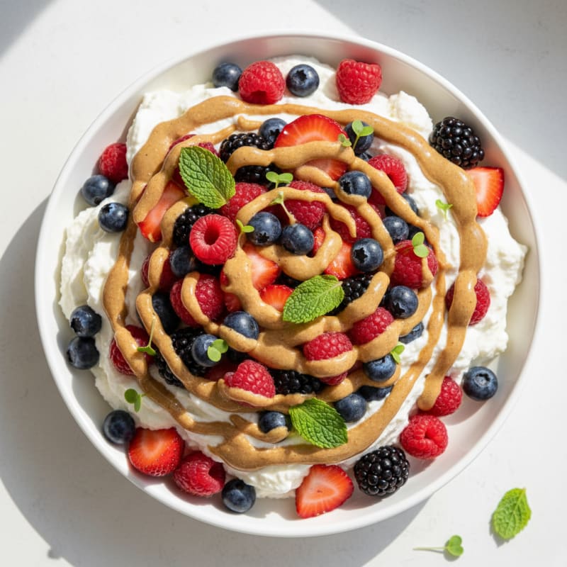 Greek Yogurt Protein Mousse with Mixed Berries