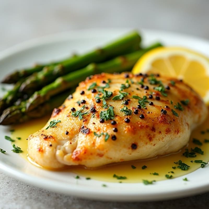 Lemon Garlic Baked Chicken Breast with Roasted Asparagus