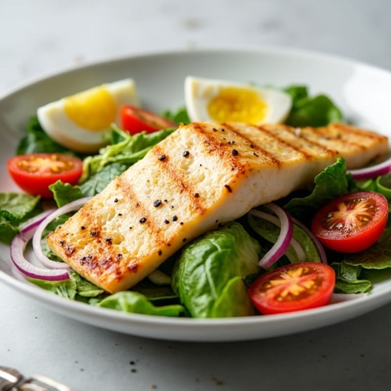 Grilled Halibut Salad with Fresh Vegetables