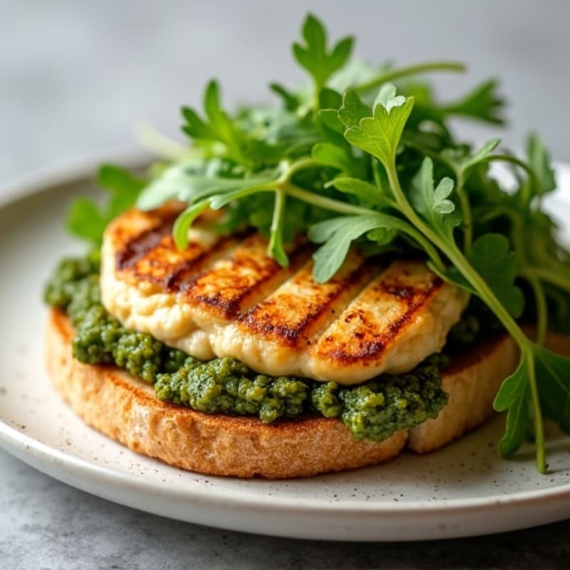 Grilled Pesto Chicken Sandwich with Fresh Arugula