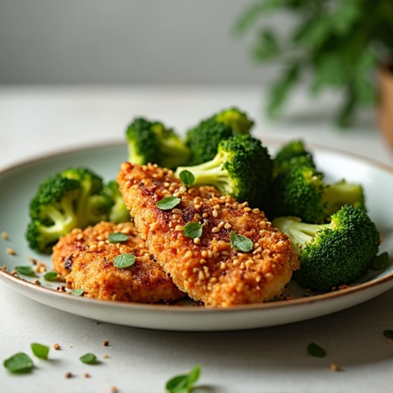 Crispy Baked Sesame-Ginger Chicken with Broccoli