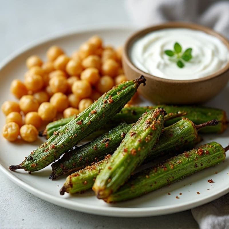 Crispy Roasted Okra with Garlic Herb Seasoning