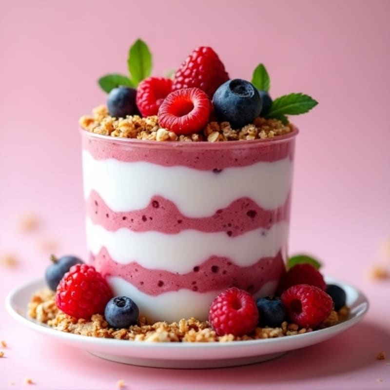 Greek Yogurt Protein Parfait with Mixed Berries and Almond Butter