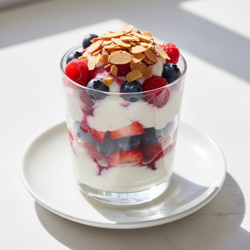 Greek Yogurt Protein Parfait with Berries and Almonds