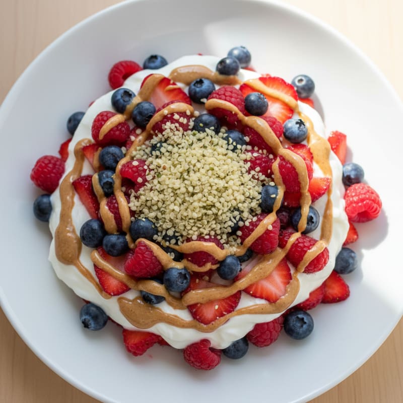 Greek Yogurt Parfait with Mixed Berries and Almond Butter