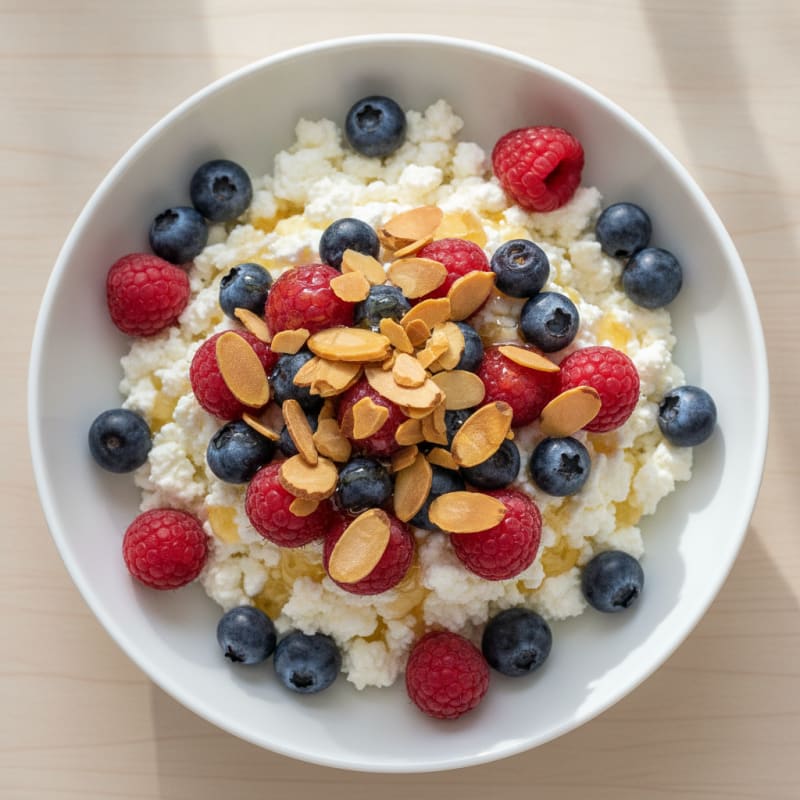 Cottage Cheese Berry Parfait with Almonds