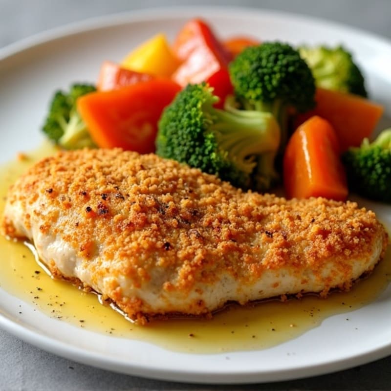 Crispy Buttermilk Baked Chicken with Roasted Vegetables