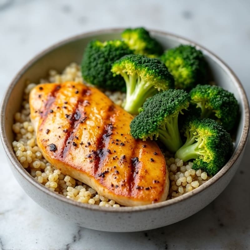 Grilled Chicken Breast with Roasted Broccoli and Quinoa