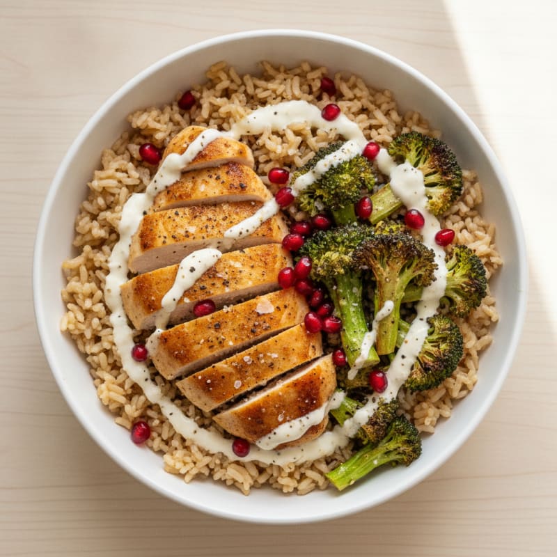 Chicken and Roasted Vegetable Rice Bowl