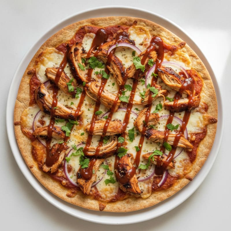 High-Protein BBQ Chicken Pizza with Red Onion