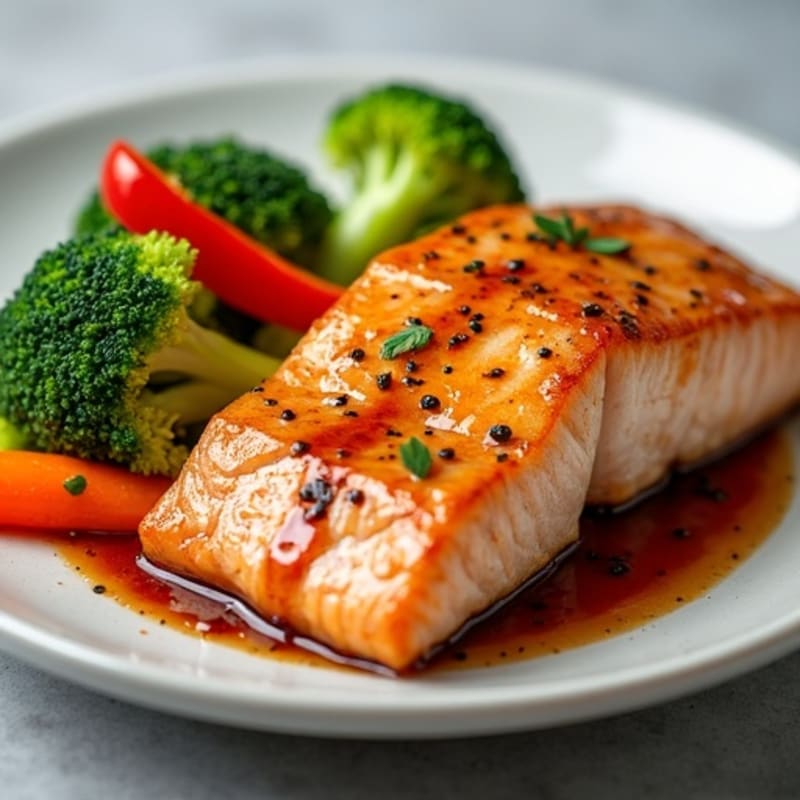 Honey-Ginger Glazed Salmon with Sesame Vegetables