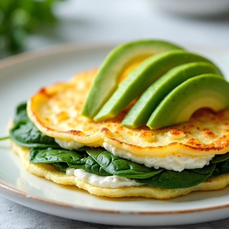 Egg White Spinach Omelet with Cottage Cheese