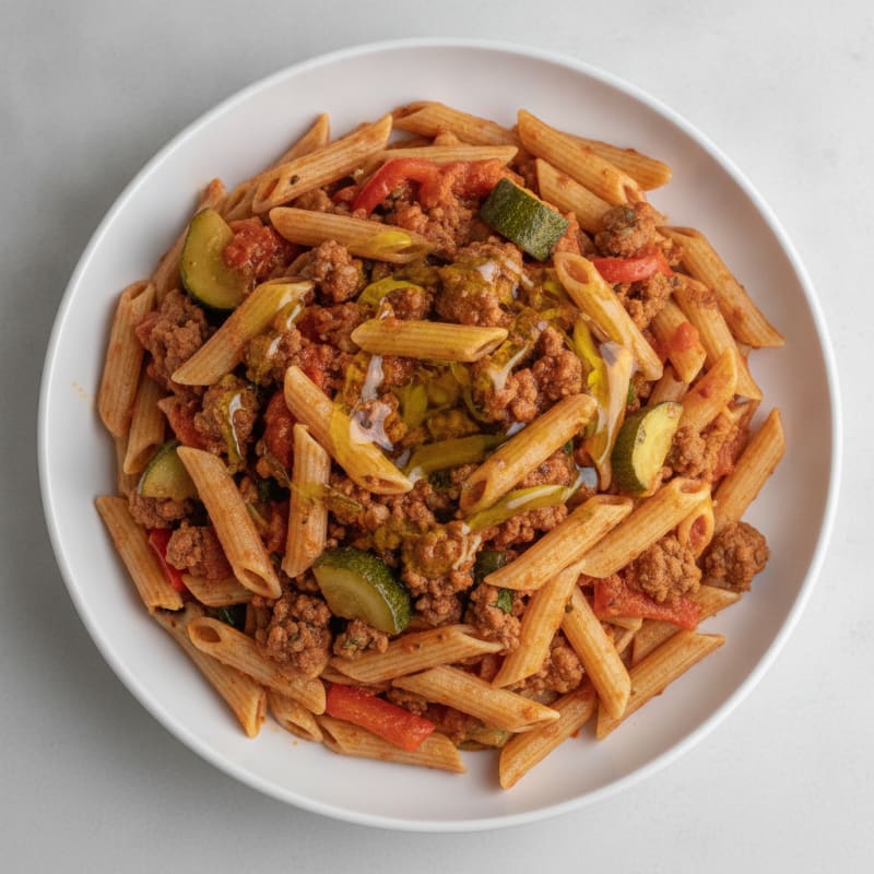 Lean Beef and Veggie Pasta with Tomato Sauce