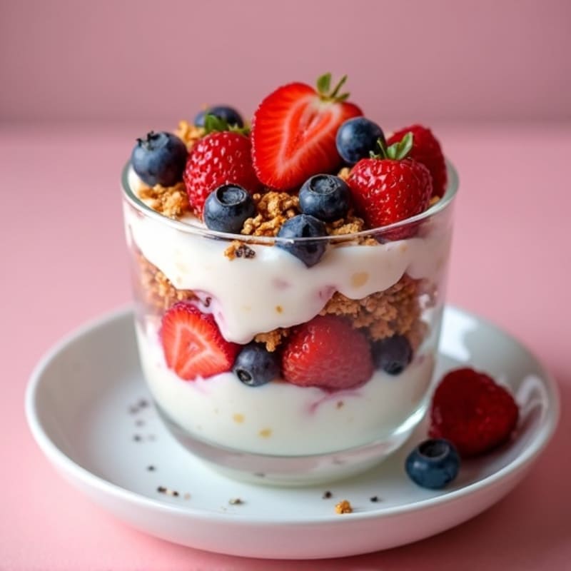 Greek Yogurt Parfait with Mixed Berries and Almond Granola