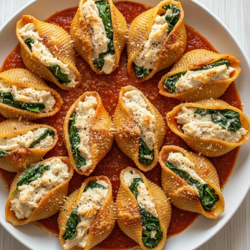 Baked Spinach Ricotta Stuffed Shells