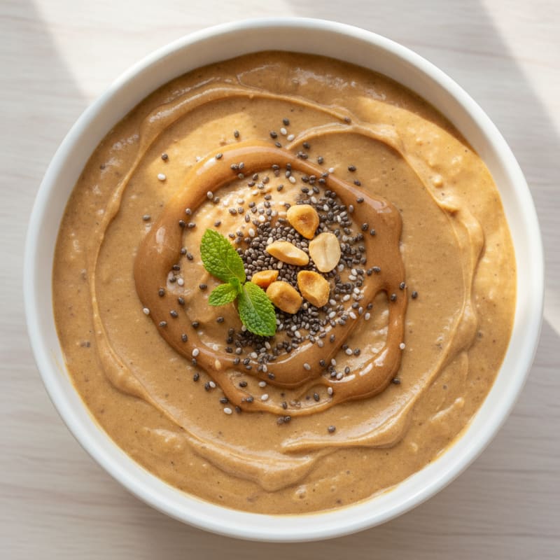 Creamy Vegan Protein Pudding with Peanut Butter and Chia Seeds