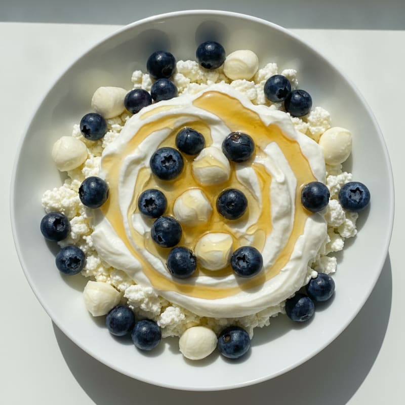 Creamy High-Protein Yogurt Parfait with Cottage Cheese and Mozzarella