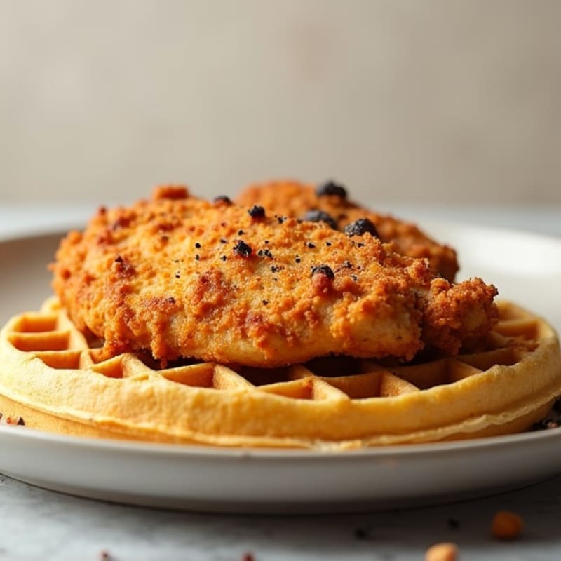Crispy Baked Chicken with Golden Almond Flour Waffles