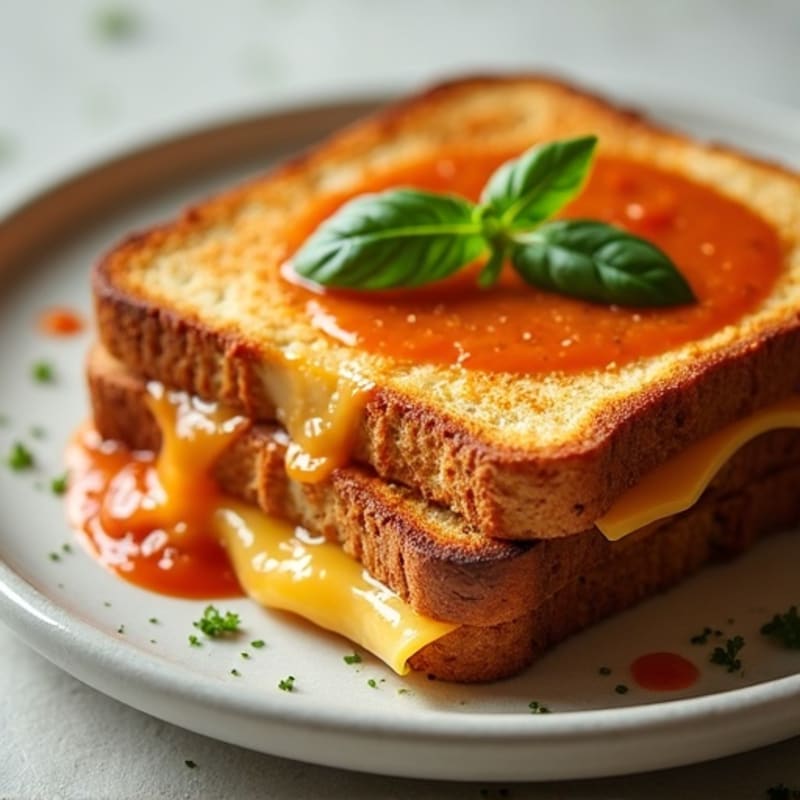 Crispy Whole Wheat Grilled Cheese with Creamy Herb Tomato Soup