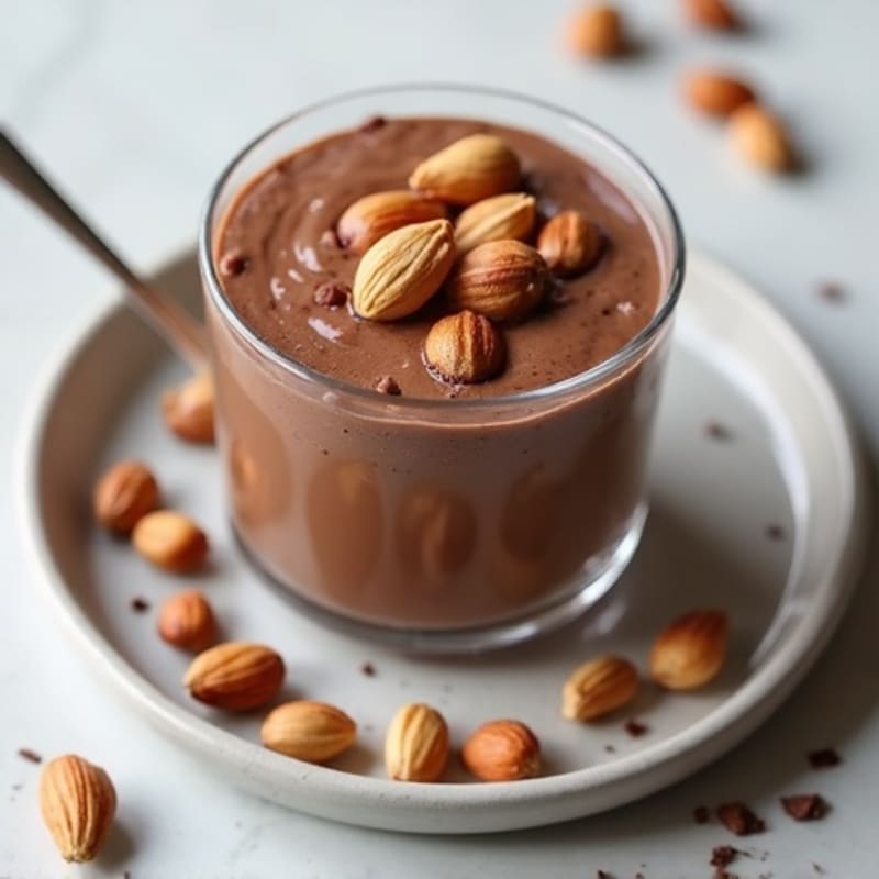 Silky Chocolate Protein Pudding with Toasted Hazelnuts