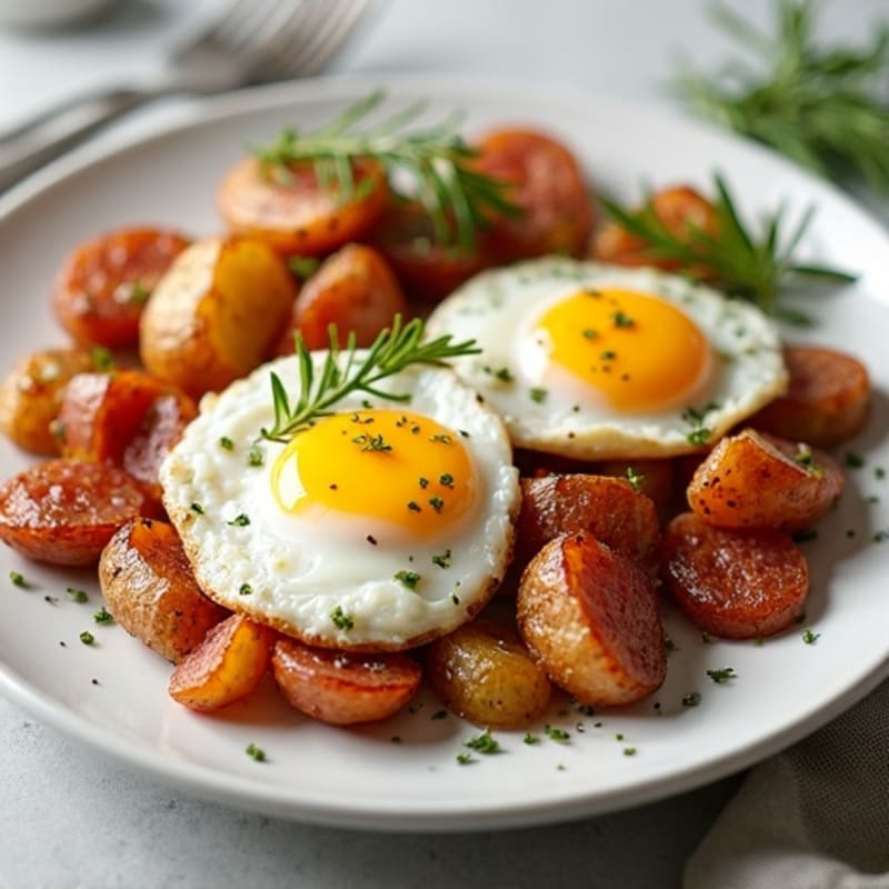 Crispy Herb-Roasted Potatoes with Sunny-Side Up Eggs