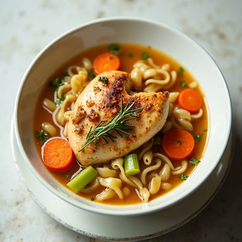 Hearty Herb-Roasted Chicken and Vegetable Noodle Soup