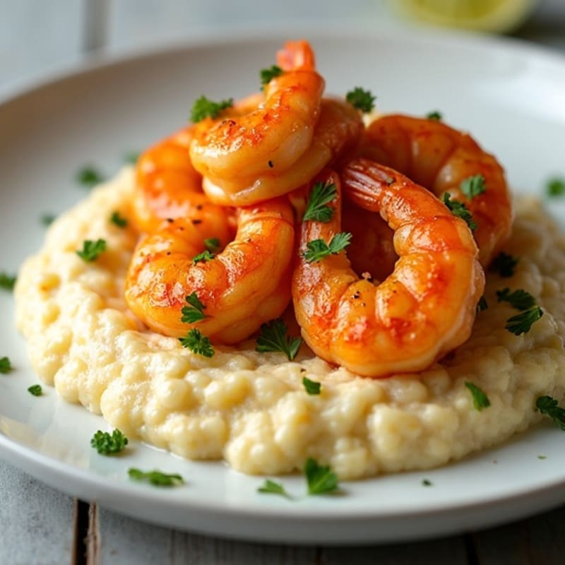 Spicy Cajun Shrimp with Creamy Cauliflower Grits