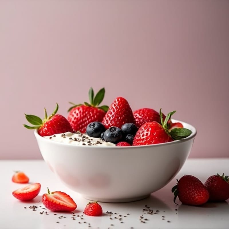 Creamy Berry Protein Bowl with Fresh Strawberries