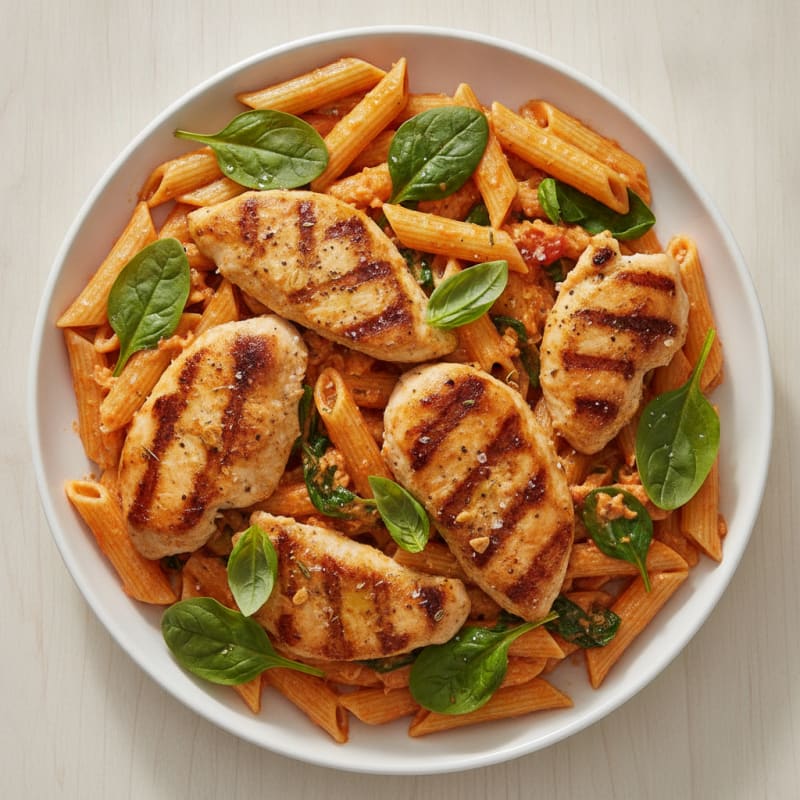 Creamy Tomato Basil Pasta with Grilled Chicken