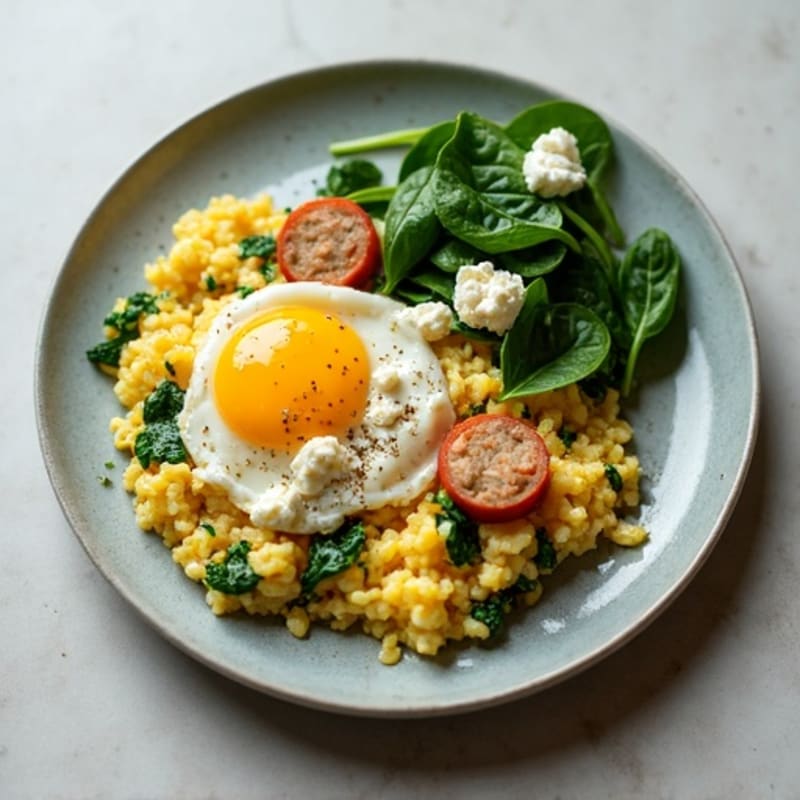 Egg White Scramble with Spinach and Turkey Sausage