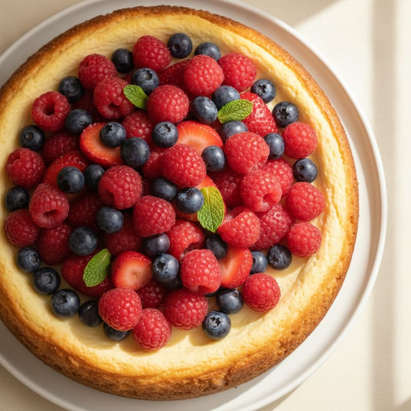 Greek Yogurt Protein Cheesecake with Mixed Berries