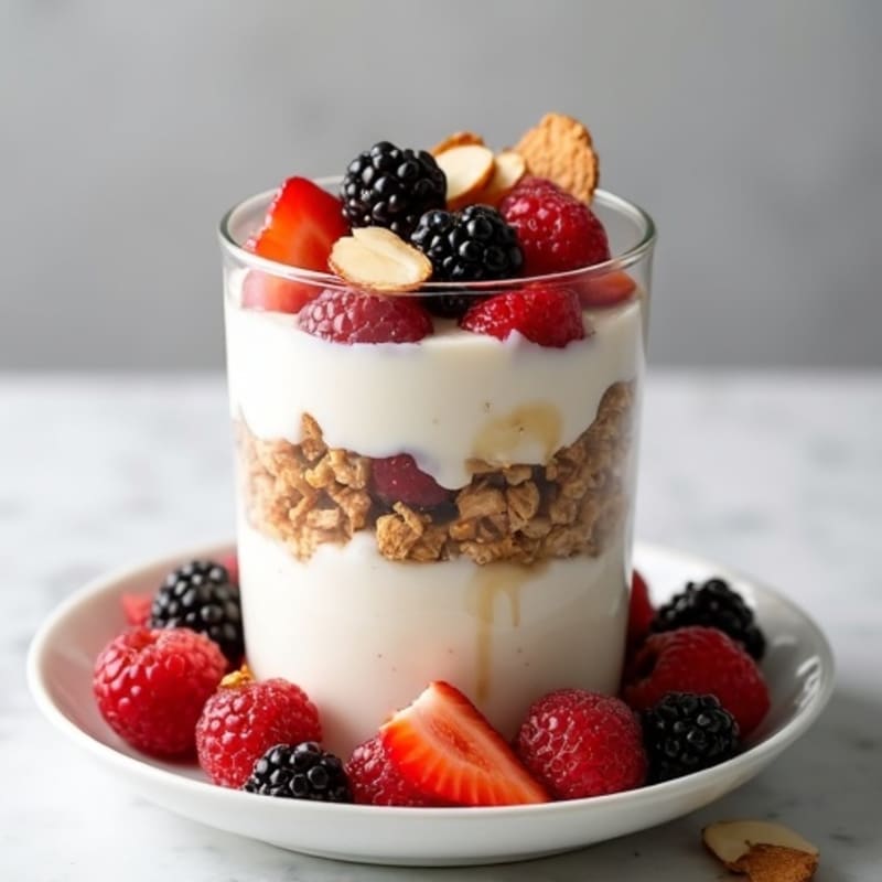 Creamy Greek Yogurt Parfait with Berries and Almonds