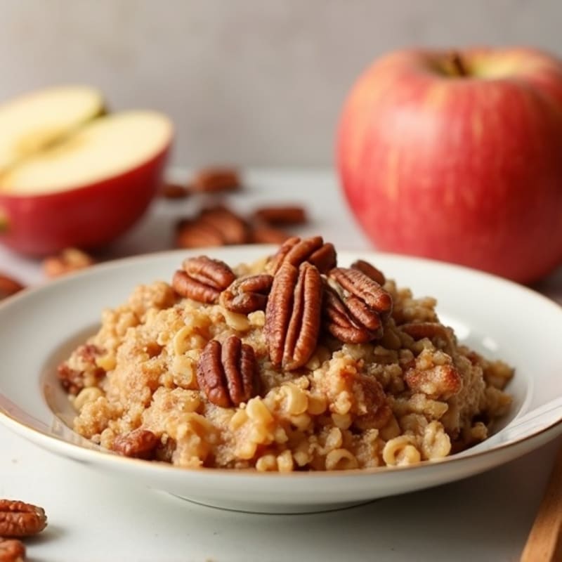 Baked Cinnamon Apple Protein Oatmeal with Toasted Pecans