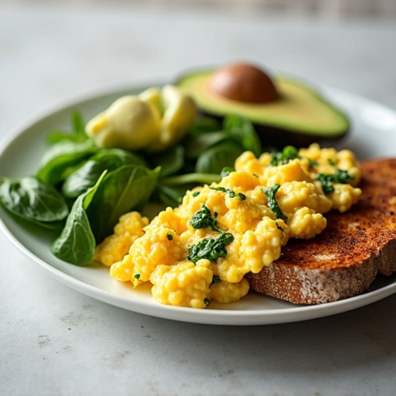 Egg White Scramble with Spinach and Turkey Sausage