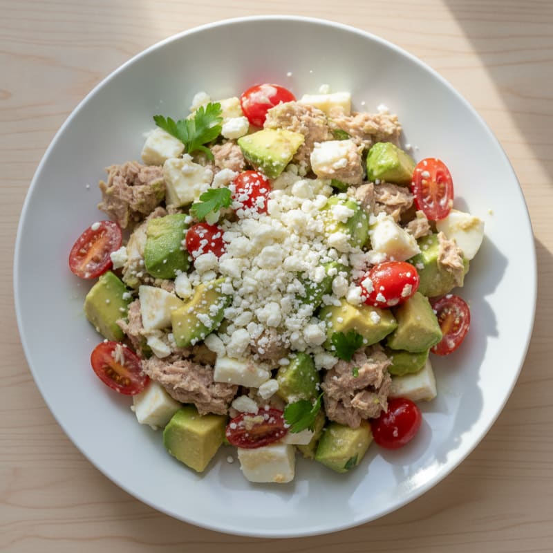 Tuna Egg Salad with Avocado and Tomato