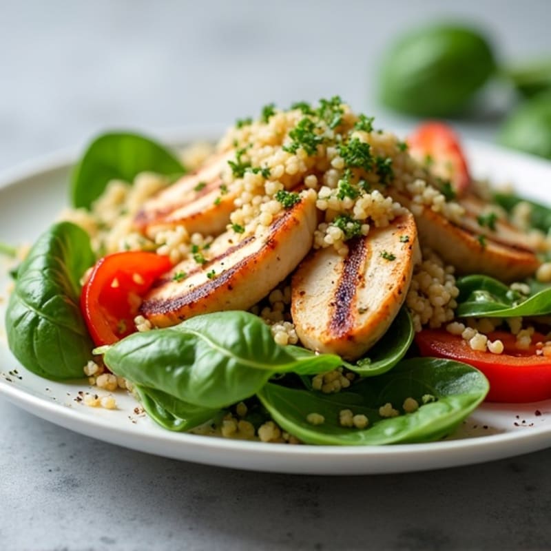 Grilled Chicken and Quinoa Salad with Fresh Spinach