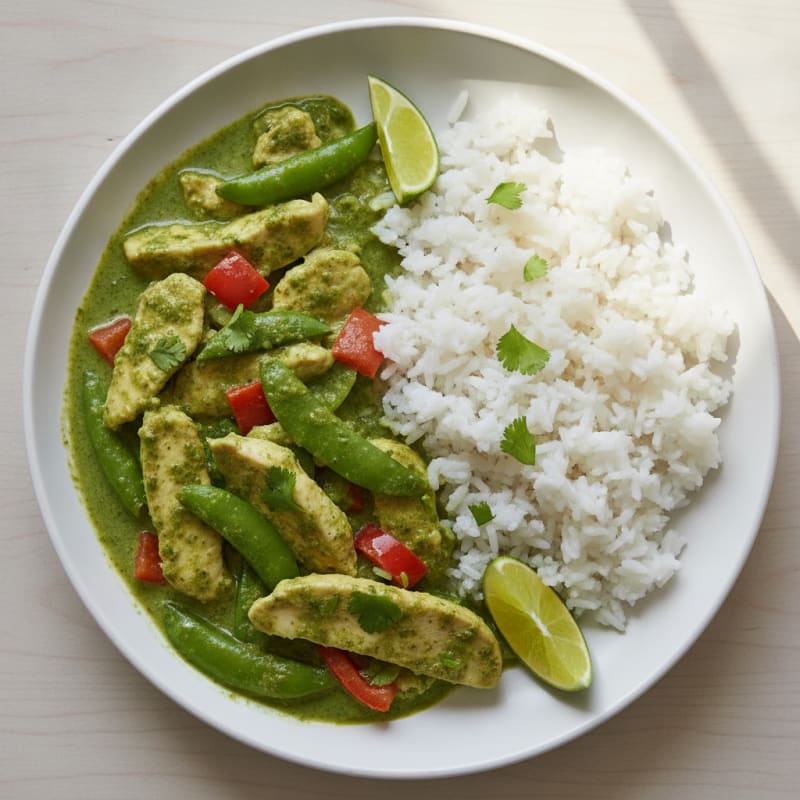 Green Curry Chicken with Coconut Rice