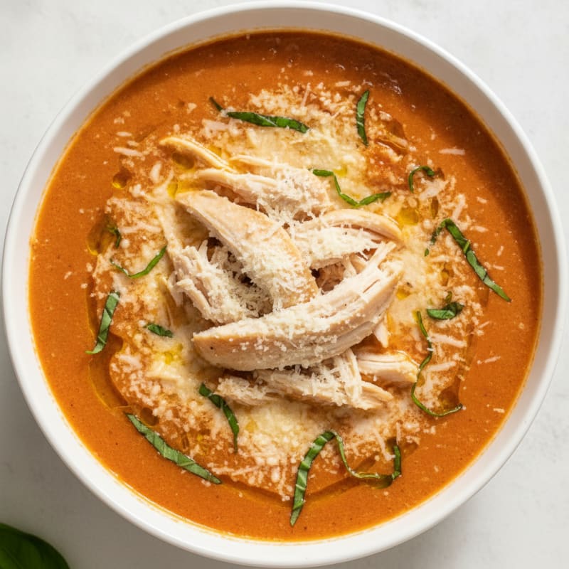 Roasted Tomato Basil Soup with Parmesan