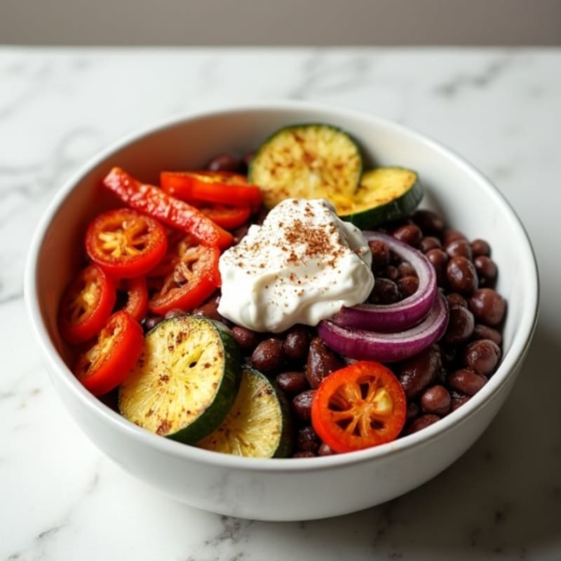 Spicy Black Bean and Roasted Vegetable Bowl