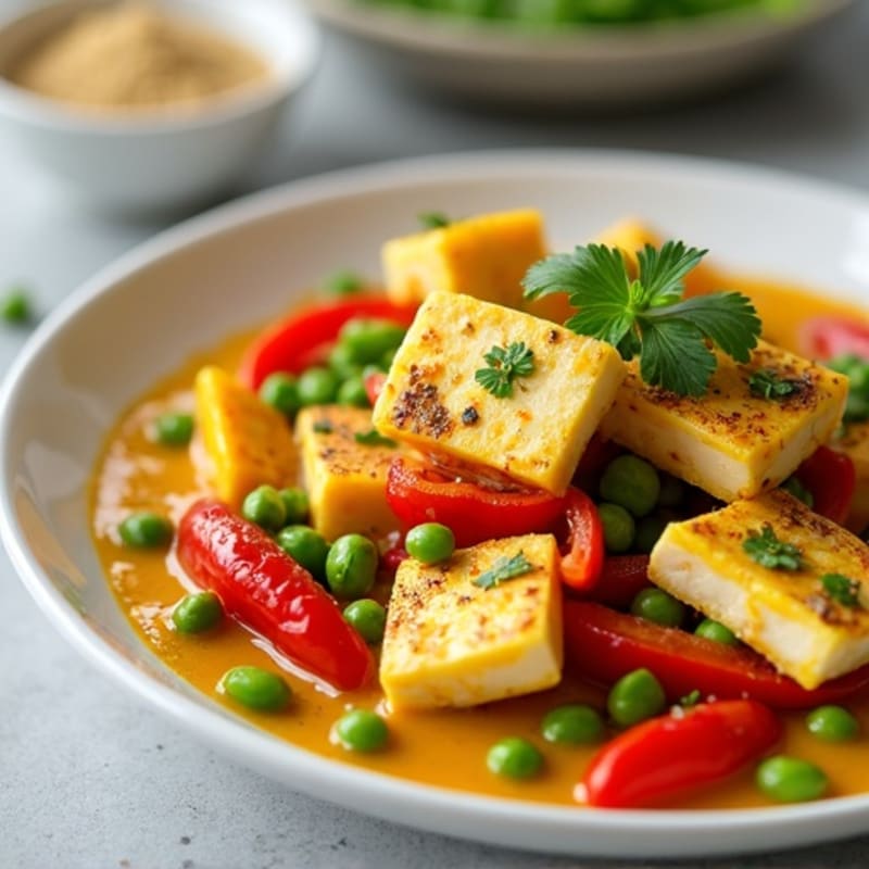 Creamy Spiced Paneer with Roasted Bell Peppers and Peas