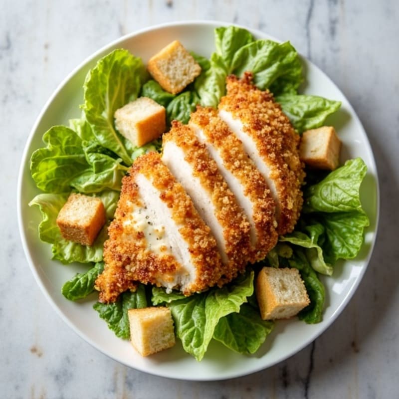 Crispy Chicken Caesar Salad with Creamy Dressing