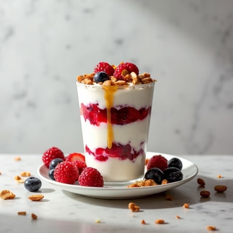 Greek Yogurt Parfait with Mixed Berries and Roasted Almonds