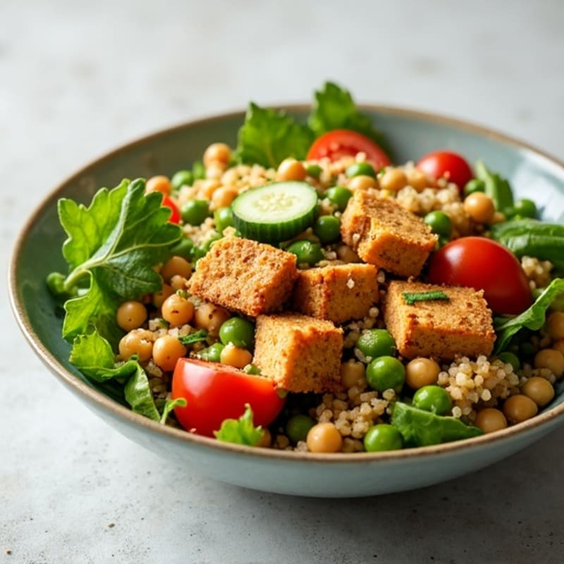 Crispy Tofu and Quinoa Power Salad with Edamame
