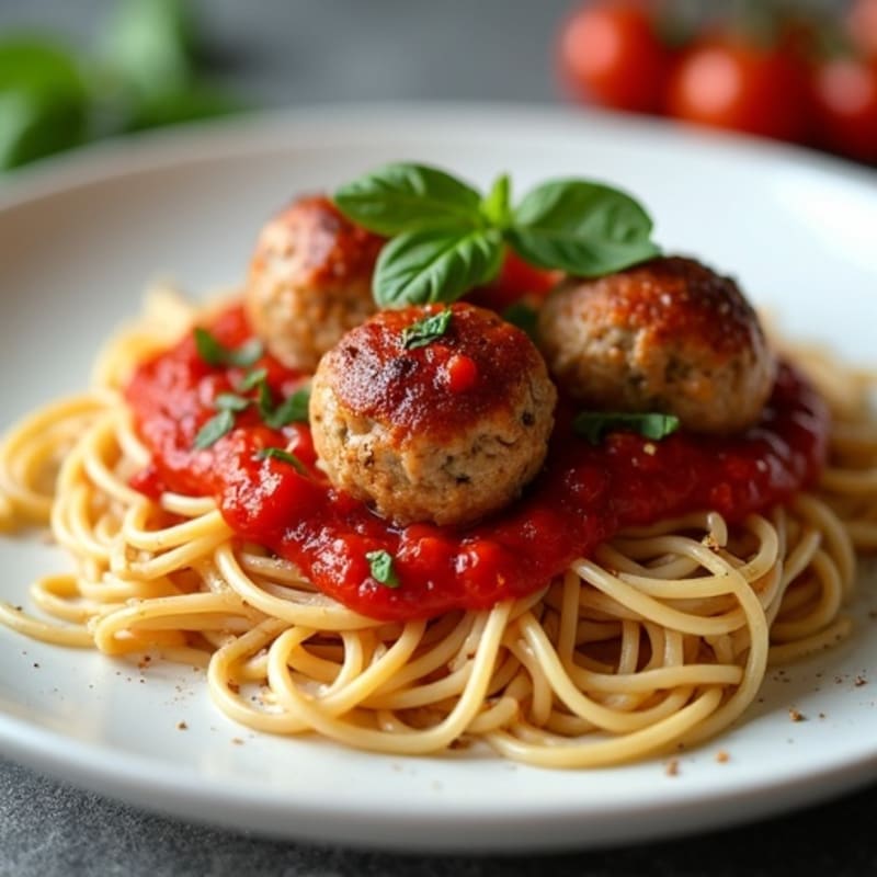 Lean Turkey Meatballs with Whole Wheat Spaghetti and Fresh Marinara