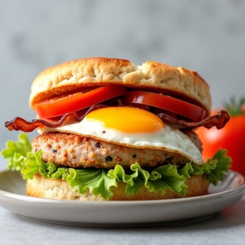 Crispy Turkey Bacon Lettuce Tomato Stack