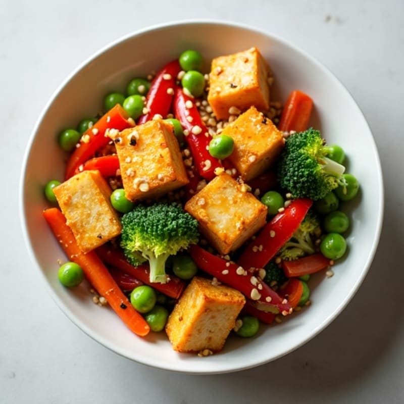 Crispy Sesame Tofu Stir-Fry with Fresh Vegetables
