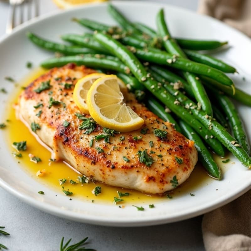 Sheet Pan Lemon Herb Roasted Chicken and Crispy Green Beans